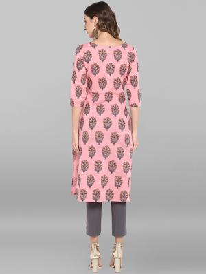 floral print straight kurta - 16756525 - Standard Image - 3