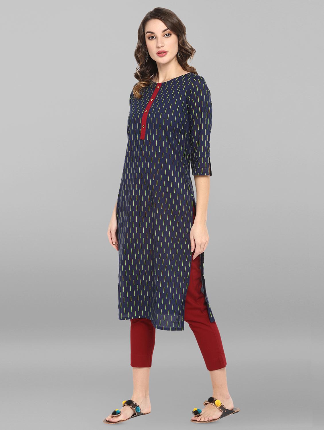 printed straight kurta - 16756530 - Zoom Image - 2