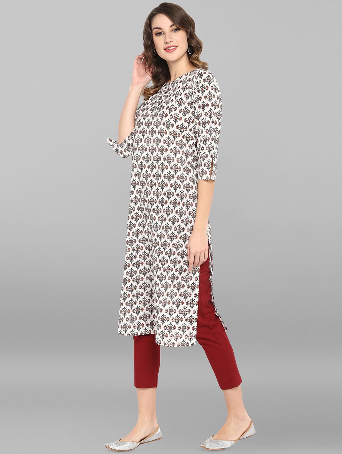floral print straight kurta - 16756534 - Zoom Image - 2