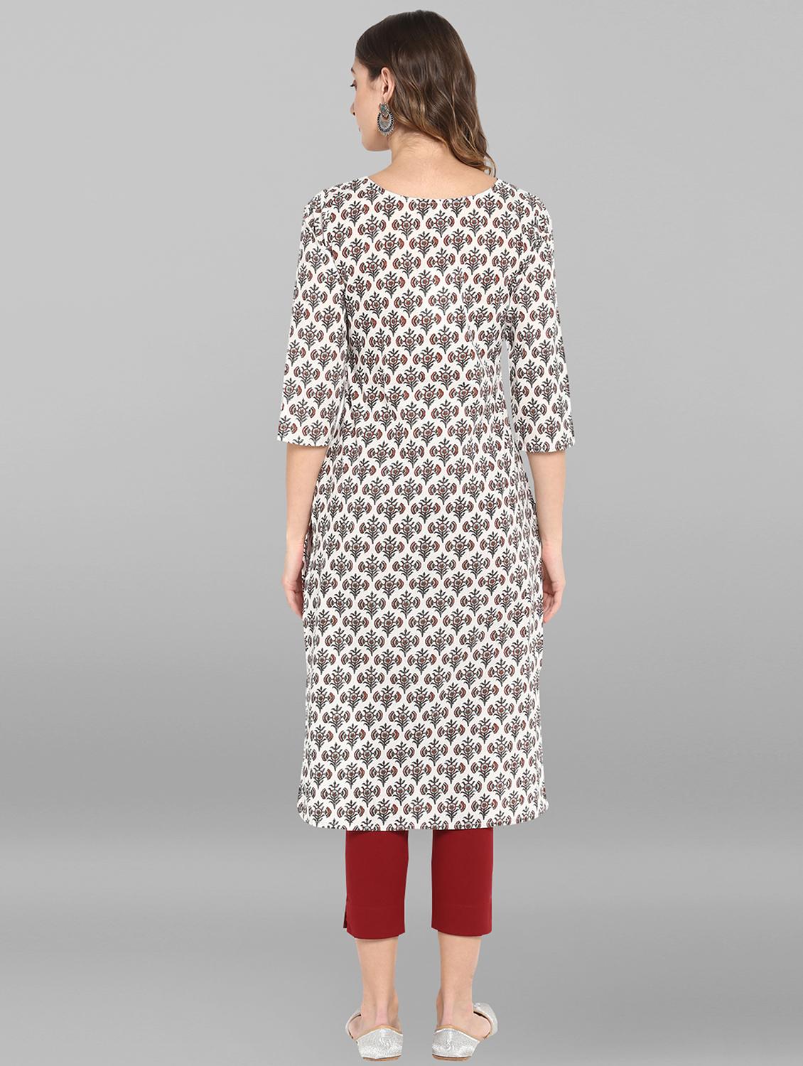 floral print straight kurta - 16756534 - Zoom Image - 3