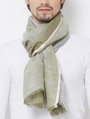 green ombre linen muffler - 16756591 - Standard Image - 3