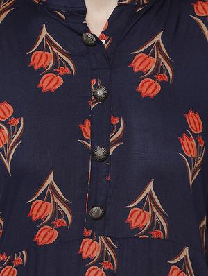 floral print flared kurta - 16756624 - Standard Image - 4