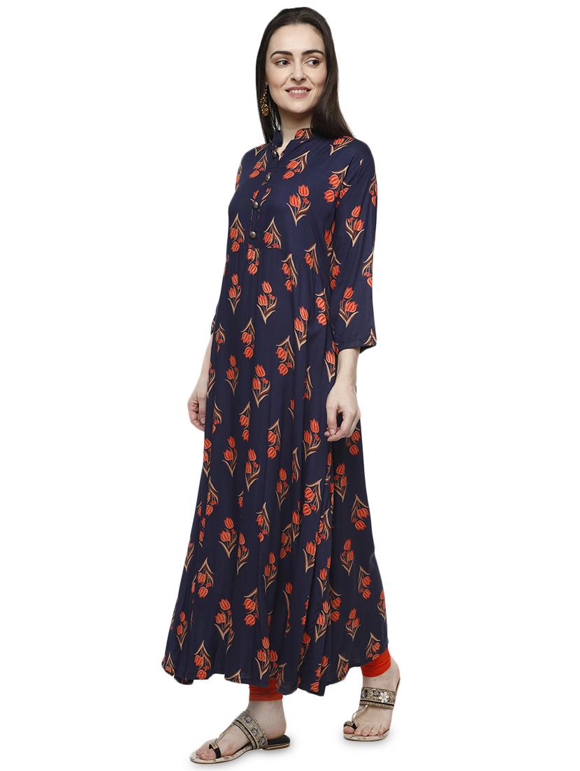 floral print flared kurta - 16756624 - Zoom Image - 2