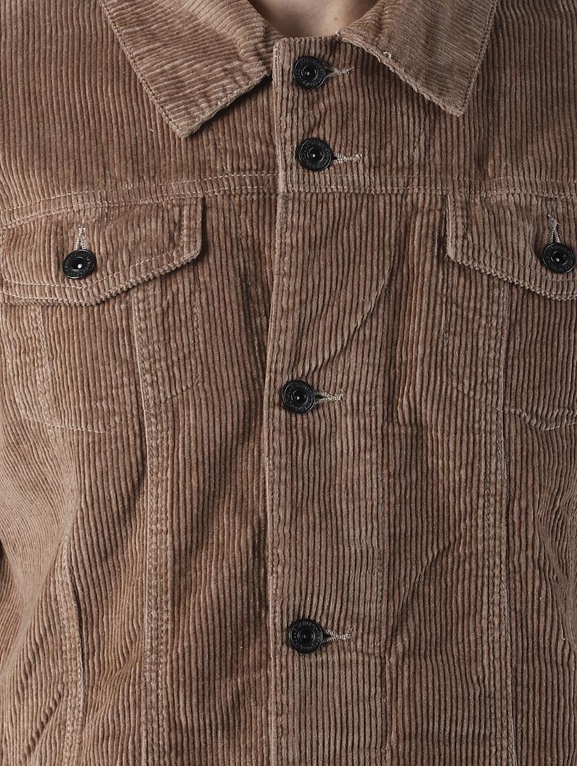 brown solid corduroy casual jacket - 16756808 - Zoom Image - 4