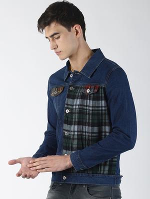 blue checkered denim jacket - 16756813 - Standard Image - 2