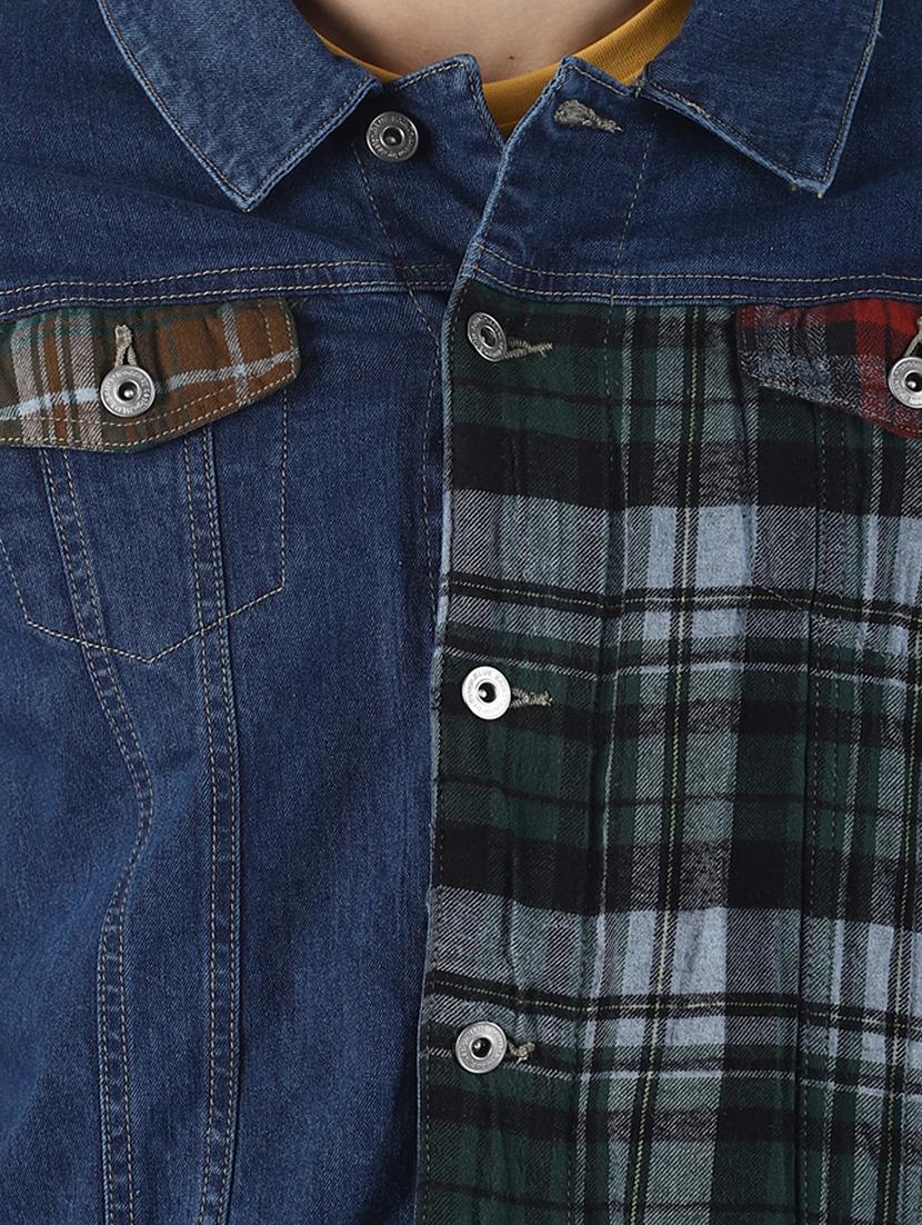 blue checkered denim jacket - 16756813 - Zoom Image - 5