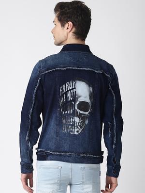 blue washed printed denim jacket - 16756822 - Standard Image - 3