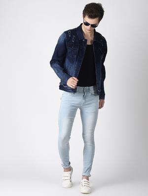 blue washed printed denim jacket - 16756822 - Standard Image - 4