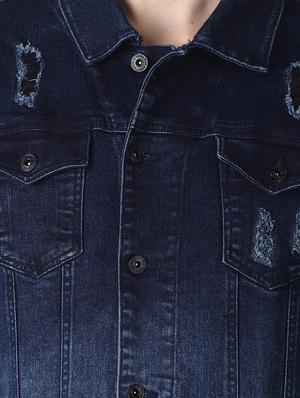 blue washed printed denim jacket - 16756822 - Standard Image - 5