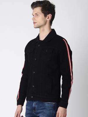 black taped denim jacket - 16756828 - Standard Image - 2