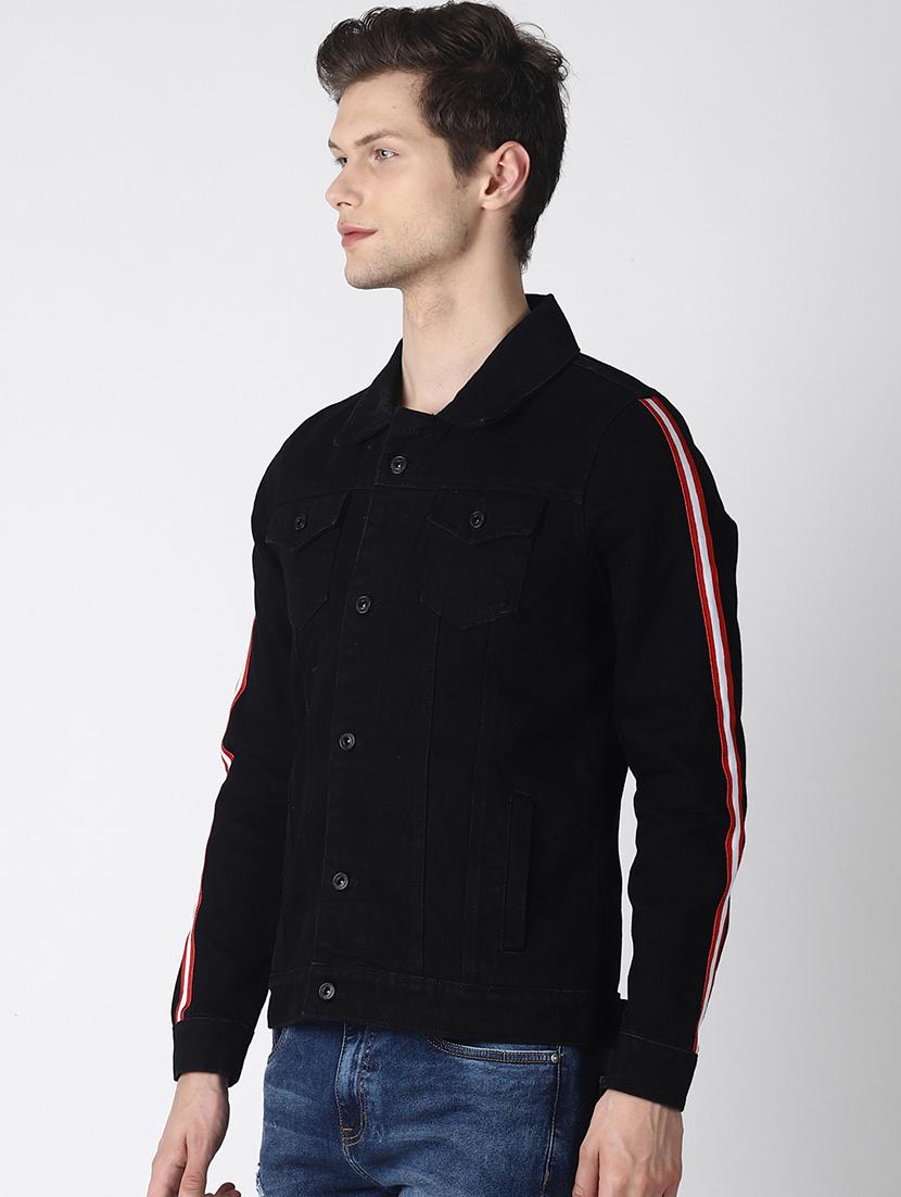 black taped denim jacket - 16756828 - Zoom Image - 2