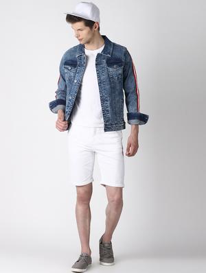 blue taped washed denim jacket - 16756829 - Standard Image - 4