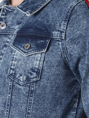 blue taped washed denim jacket - 16756829 - Standard Image - 5