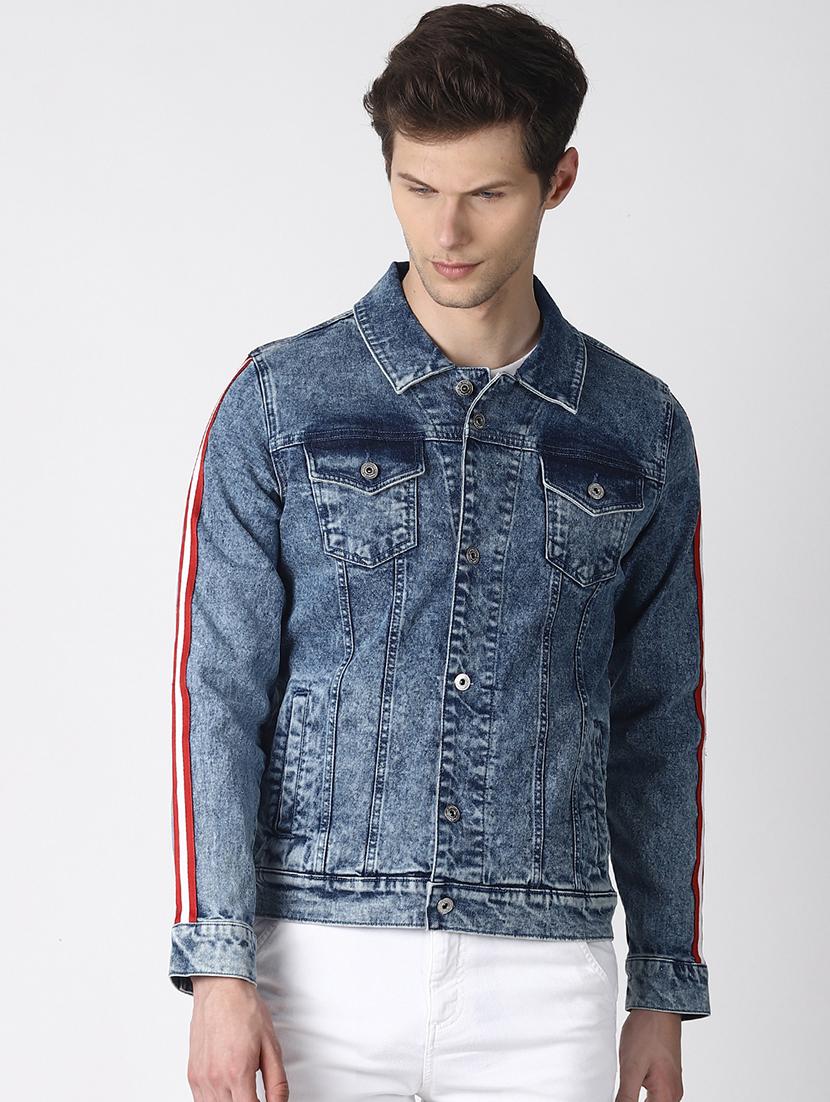 blue taped washed denim jacket - 16756829 - Zoom Image - 1