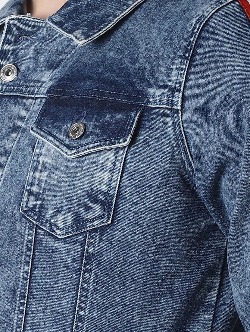 blue taped washed denim jacket - 16756829 - Zoom Image - 5