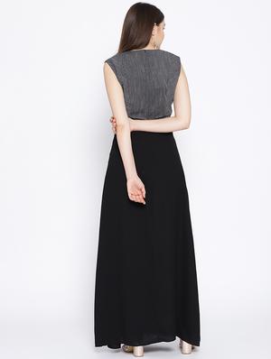 color block v neck maxi dress - 16756841 - Standard Image - 3