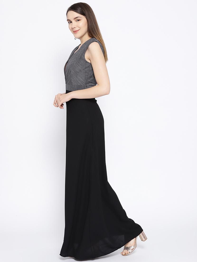 color block v neck maxi dress - 16756841 - Zoom Image - 2