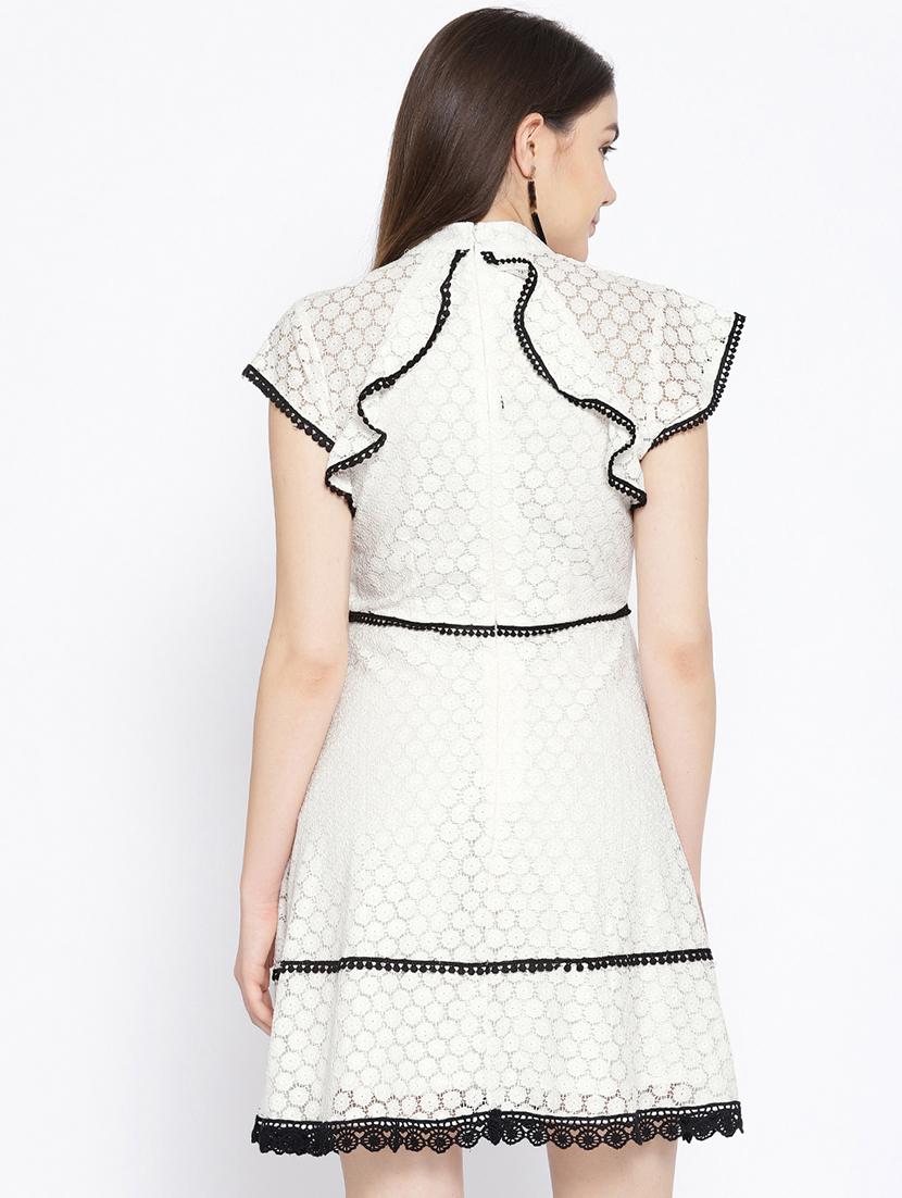 contrast lace detail a-line dress - 16756850 - Zoom Image - 3