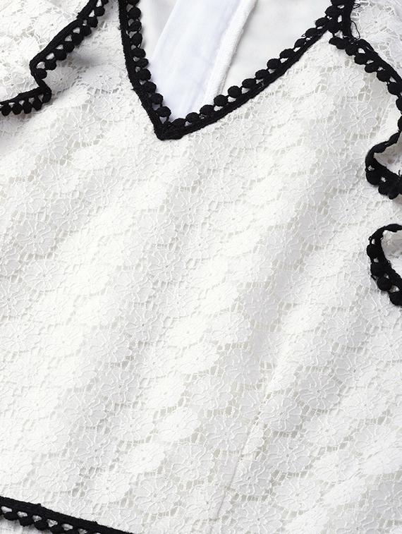 contrast lace detail a-line dress - 16756850 - Zoom Image - 4