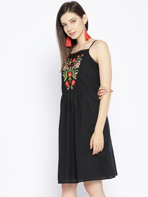 embroidered detail a-line dress - 16756851 - Standard Image - 2