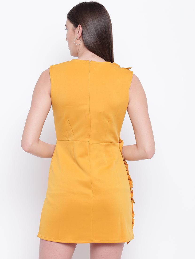 frill detail round neck sheath dress - 16756853 - Zoom Image - 3