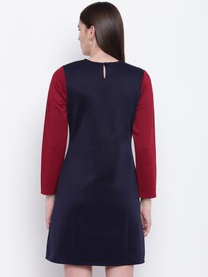 color block crew neck a-line dress - 16756859 - Standard Image - 3