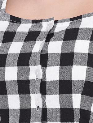 embroidered detail checkered a-line dress - 16756860 - Standard Image - 4