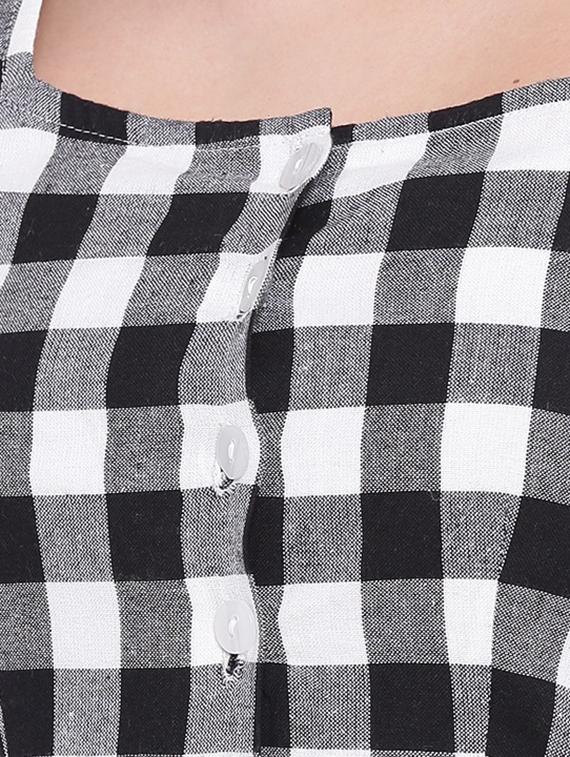 embroidered detail checkered a-line dress - 16756860 - Zoom Image - 4