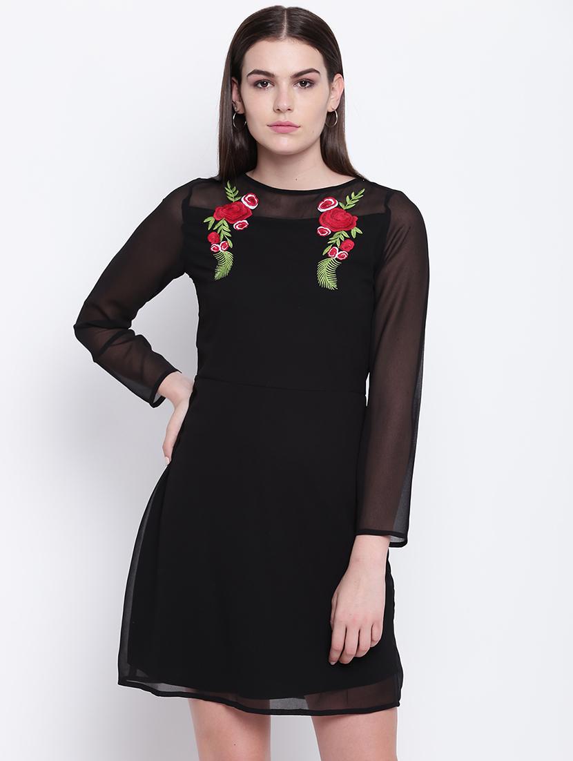 embroidered detail a-line dress - 16756862 - Zoom Image - 1