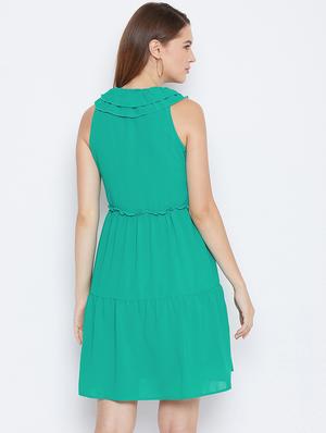tie up neck frill detail empire line dress - 16756864 - Standard Image - 3