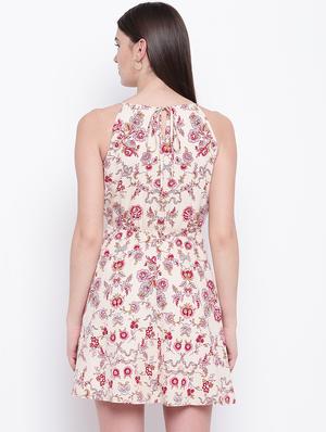 overlap neck floral a-line dress - 16756866 - Standard Image - 3