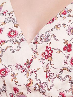 overlap neck floral a-line dress - 16756866 - Standard Image - 4