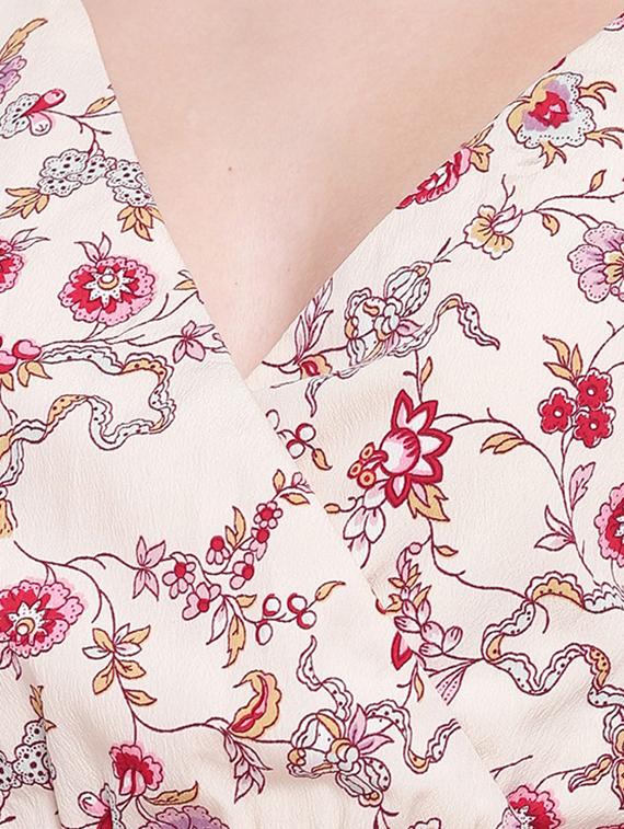 overlap neck floral a-line dress - 16756866 - Zoom Image - 4