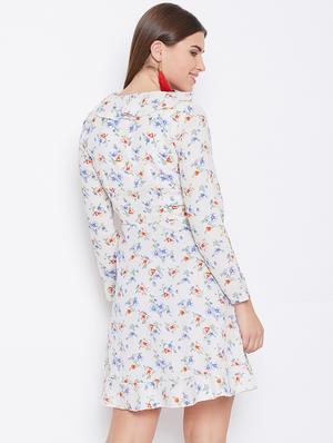 overlap neck floral a-line dress - 16756867 - Standard Image - 3