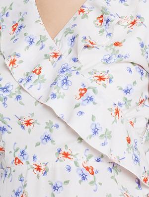 overlap neck floral a-line dress - 16756867 - Standard Image - 4