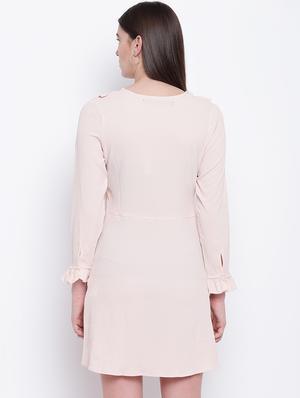 frill detail solid a-line dress - 16756870 - Standard Image - 3