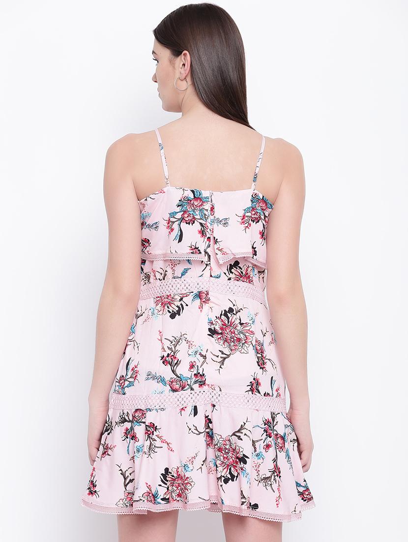 lace detail floral a-line dress - 16756873 - Zoom Image - 3