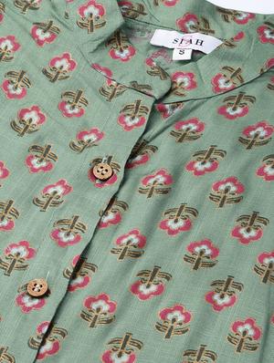 green cotton straight kurta - 16757176 - Standard Image - 4