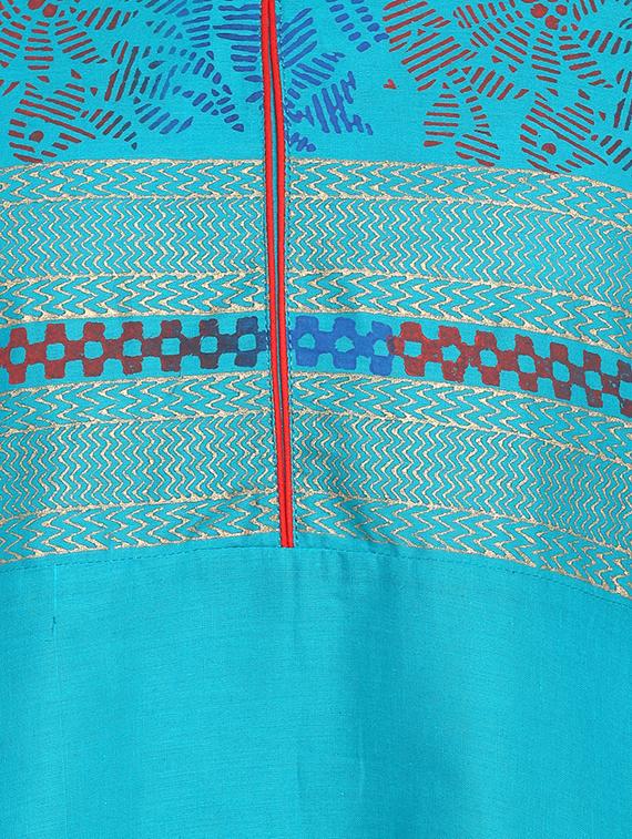 foil printed flared kurta - 16757178 - Zoom Image - 5