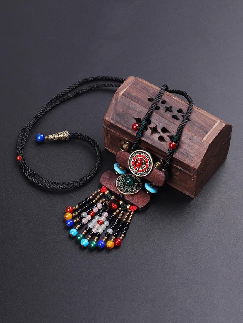 multi colored wood long necklace - 16757889 - Zoom Image - 1