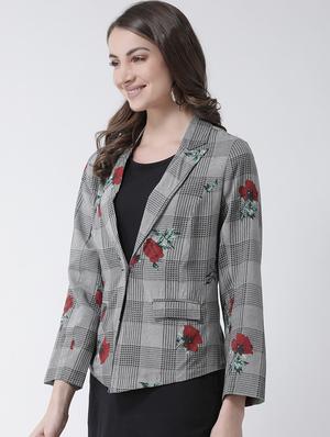 lapel neck checkered blazer - 16759243 - Standard Image - 2