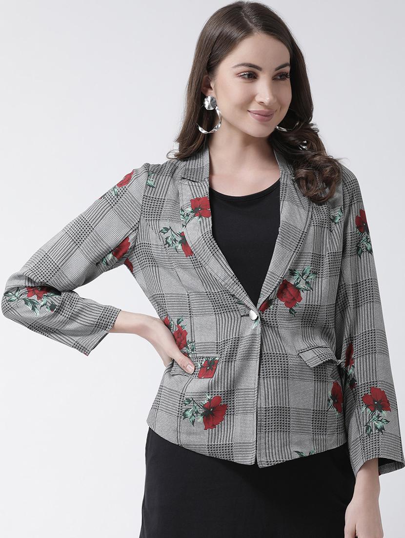 lapel neck checkered blazer - 16759243 - Zoom Image - 1