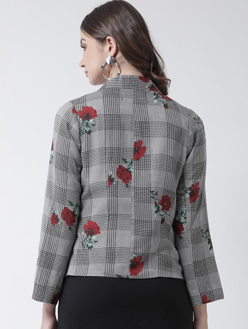 lapel neck checkered blazer - 16759243 - Zoom Image - 3