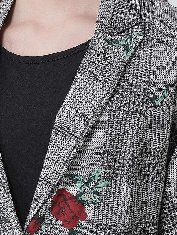 lapel neck checkered blazer - 16759243 - Zoom Image - 4