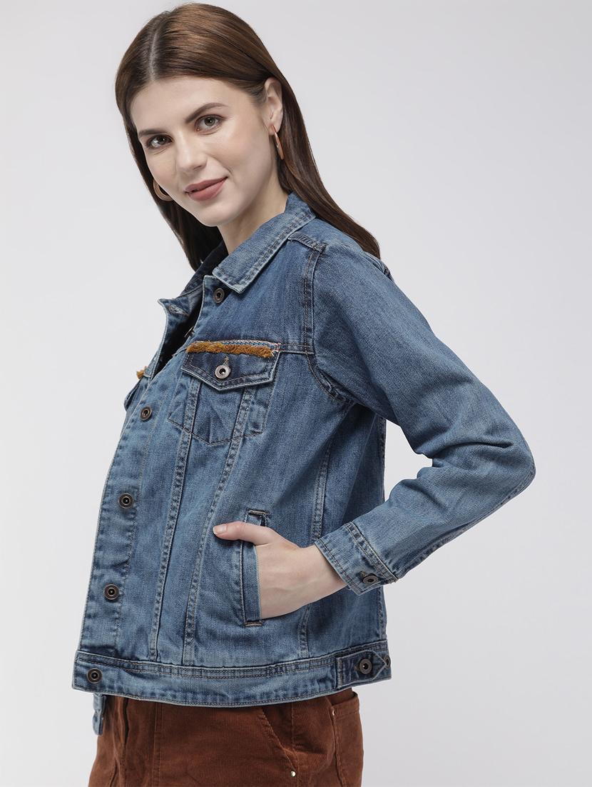 pocket detail embellished denim jacket - 16759419 - Zoom Image - 2