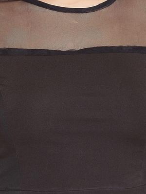 round neck sheer panel crop top - 16759647 - Standard Image - 5