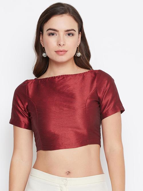 boat neck silk crop top - 16759652 - Standard Image - 1