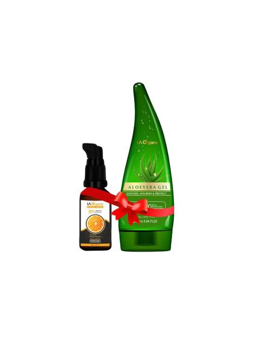 la organo face glow serum for skin brightening and aloe vera gel for face & hair moisturization & nourishment - 16760007 - Standard Image - 1