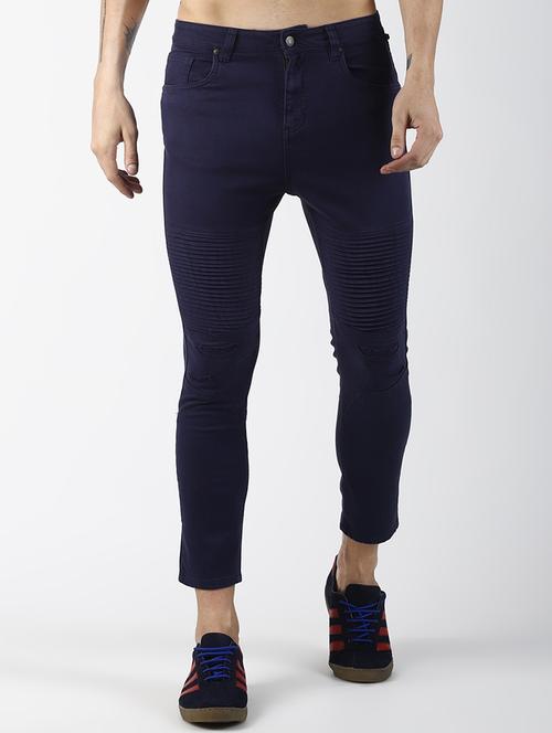 blue solid biker denim jeans - 16760283 - Standard Image - 1