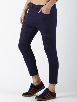 blue solid biker denim jeans - 16760283 - Standard Image - 2